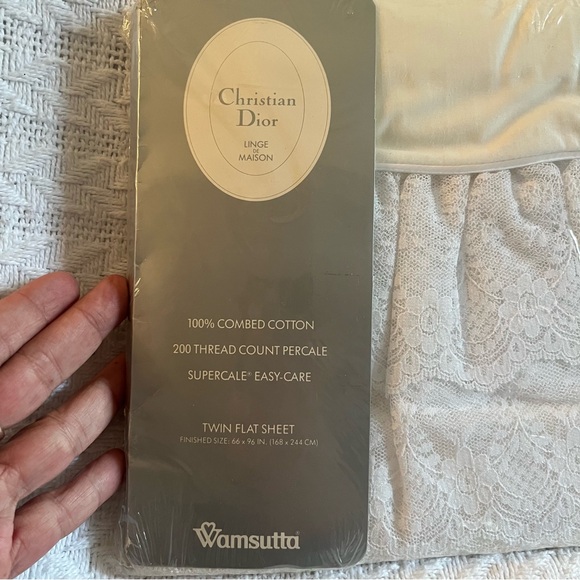 Wamsutta x Christian Dior • Dior Lace • Twin Flat Sheet Vintage Combed Cotton - Picture 6 of 7